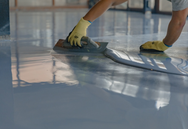 Floor coating service in progress in Jacksonville & St. Augustine, FL