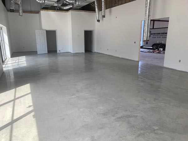 Empty commercial space with polished concrete flooring in St. Augustine