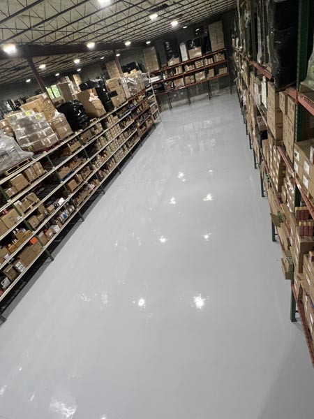 Warehouse aisle with coated floor in Jacksonville